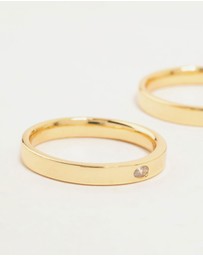 Lovisa - Gold Plated Fine Cubic Zirconia Band Rings 2-Pack