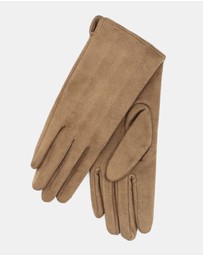 Morgan & Taylor - Amalie Faux Suede Gloves in Beige
