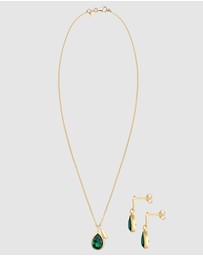 Elli Jewelry - Jewelry Set Drop Set Ear Hanger Quartz Gemstone in 925 Sterling Silver Gold Plated