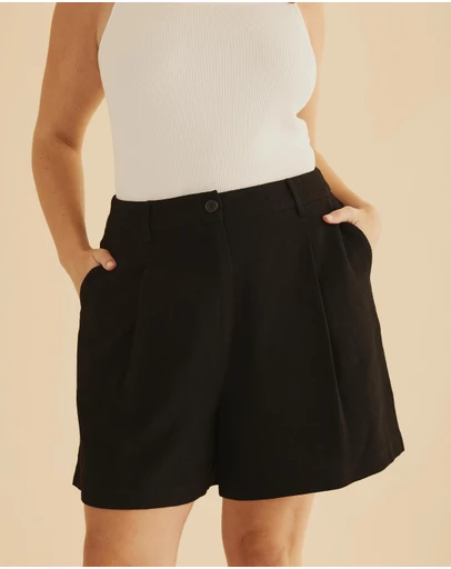 Atmos&Here Curvy - Remi Tailored Linen Blend Shorts