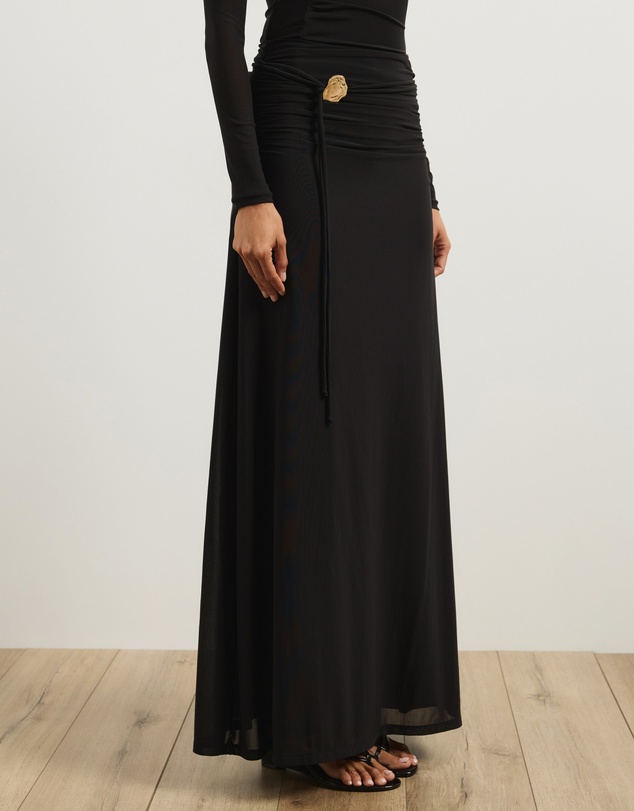 Atmos&Here - Valentia Belted Mesh Maxi Skirt