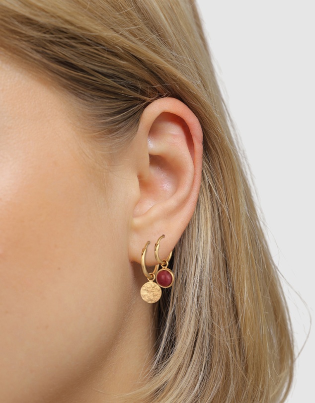 Elli Jewelry - Agate Circle Earring Set in Gold-Plated 925 Silver