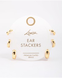 Lovisa - Gold Plated Brass Graduating Hoop Earring 3-Pack