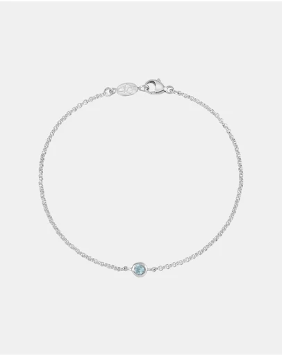 Dower & Hall - Women's Single Aquamarine Dewdrop Chain Bracelet In Sterling Silver