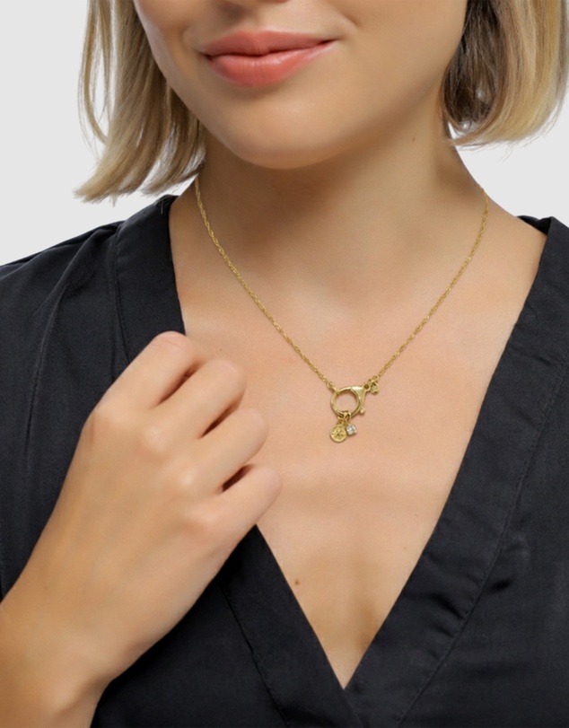 Elli Jewelry - Necklace Women Sun Zirconia White 925 Sterling Silver Gold Plated