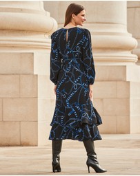 Sosandar - Chain Print Ruffle Hem Fit & Flare Dress