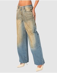 EDIKTED - Muddy Washed Low Rise Jeans