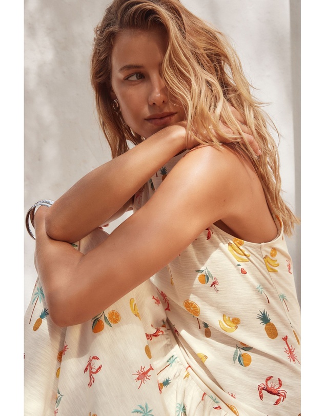 NEXT - Sleeveless Drop Waist 100% Cotton Crew Neck Midi Dress
