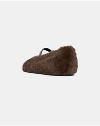 ARKET - Faux-Fur Mary Jane Flats