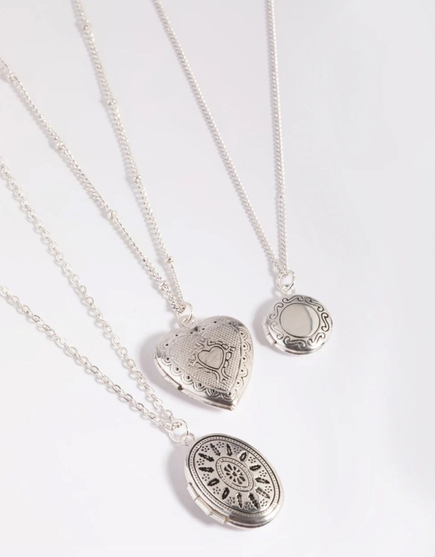 Lovisa - Antique Silver Mixed Locket Layered Necklace