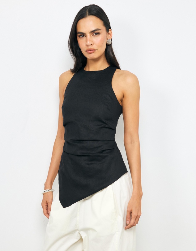 AERE - Frankie Linen Asymmetrical Hem Top