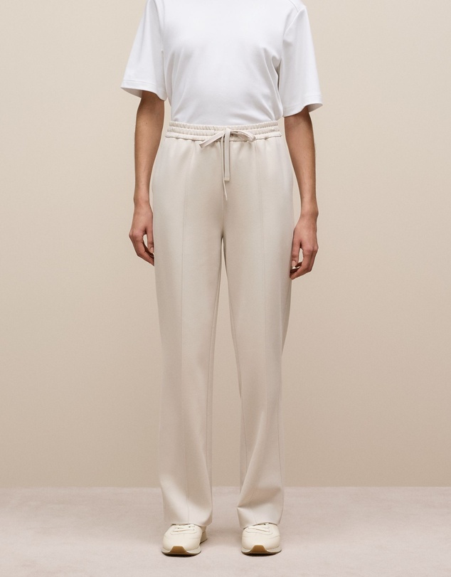Trenery - Ponte Pintucked Wide Leg Pant in Stone