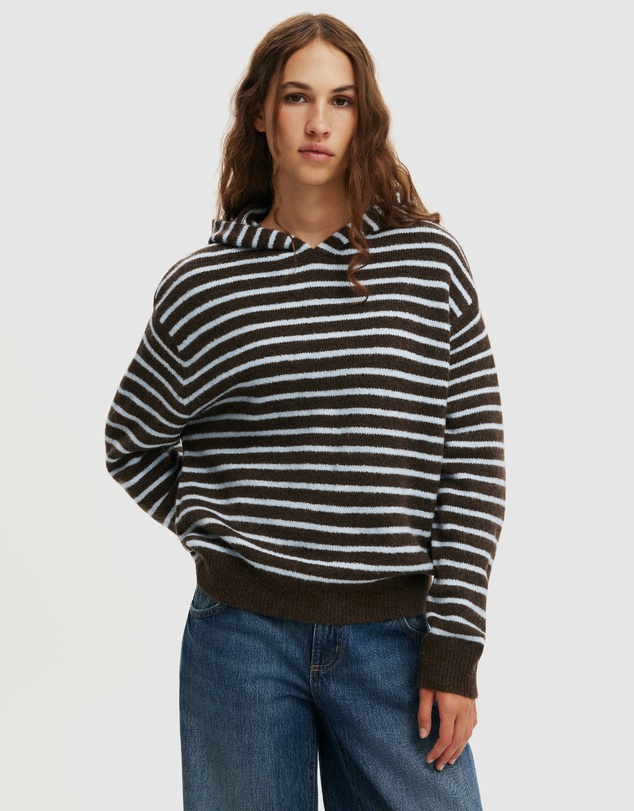 Cotton On - Sporty Stripe Hooded Knit