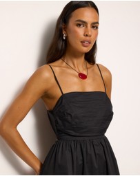 AERE - Ivy Cotton Tie Back Midi Dress