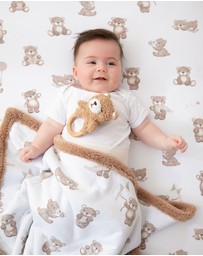 Living Textiles - 2 Pack Organic Bedside Sleeper Fitted Sheet - Cuddly Bear