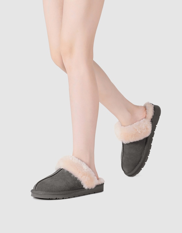 EVERAU - EverAU Ugg Muffin Slipper Suede Cow Suede Upper House Shoes
