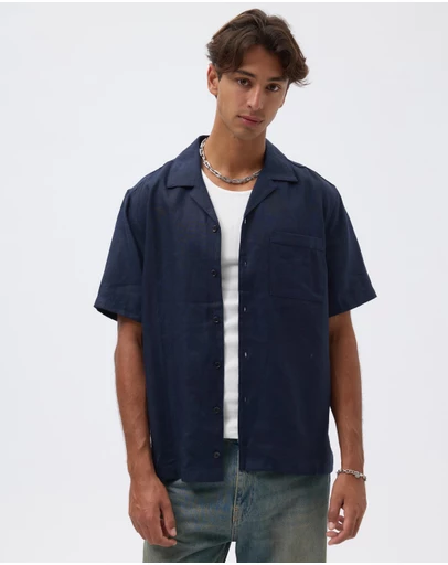AERE - Kian Linen Camp Collar Shirt