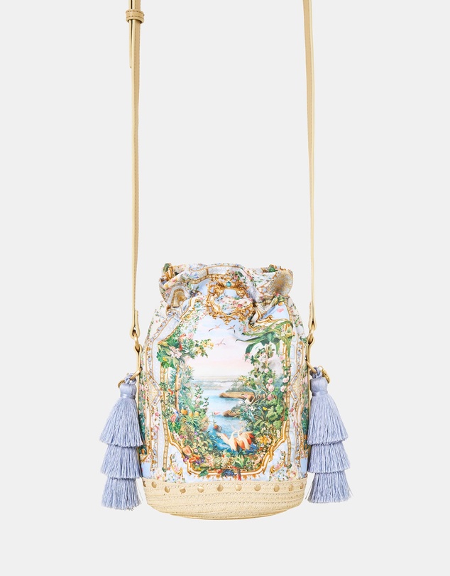 Camilla - Tie Top Bucket Bag With Tassels