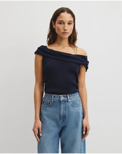 Country Road - Fold Over Knit Top