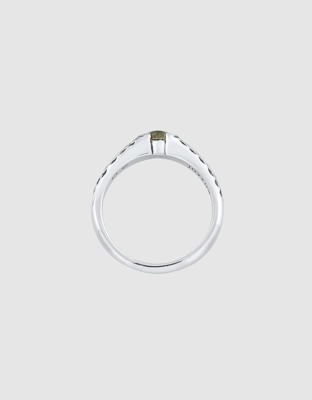 Kuzzoi - ICONIC EXCLUSIVE - Labradorite Band Ring in Oxidised 925 Sterling Silver