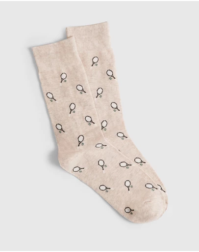 Trenery - Tennis Crew Sock in Oatmeal Marle