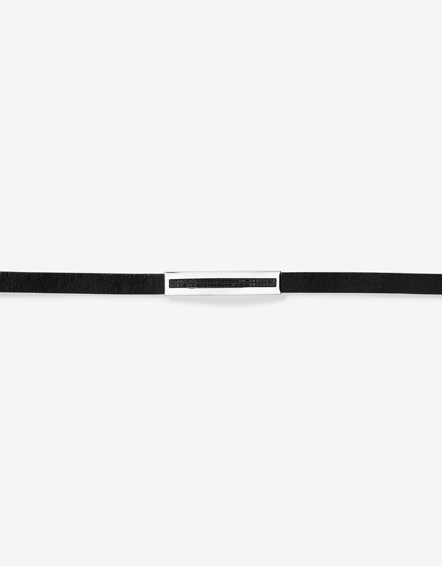 Michael Hill - Men's Silver & Leather 21cm Bracelet with 0.40 Carat TW of Black Diamonds