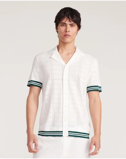 Calibre - Patterned Mesh Tech Knit Shirt Ivory