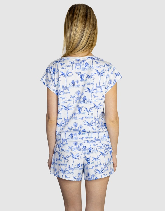 Sant And Abel - Women's Skydog Toile Blue Jersey Short PJ Set
