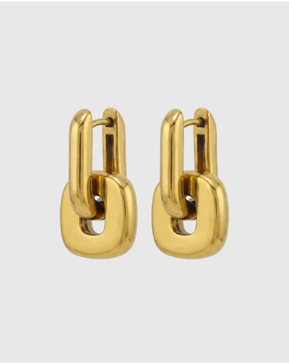 Miz Casa and Co - Linked Chain Huggie Earrings