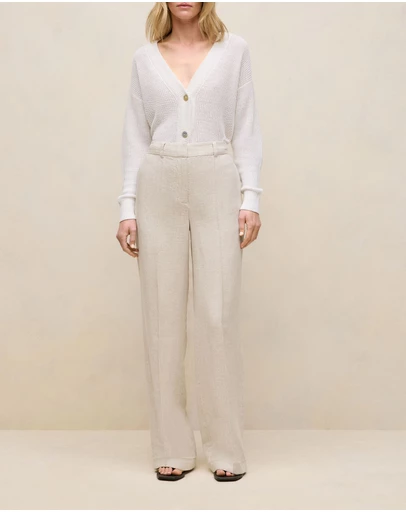 Trenery - Yarn Dyed Linen Pintucked Pant in Flax