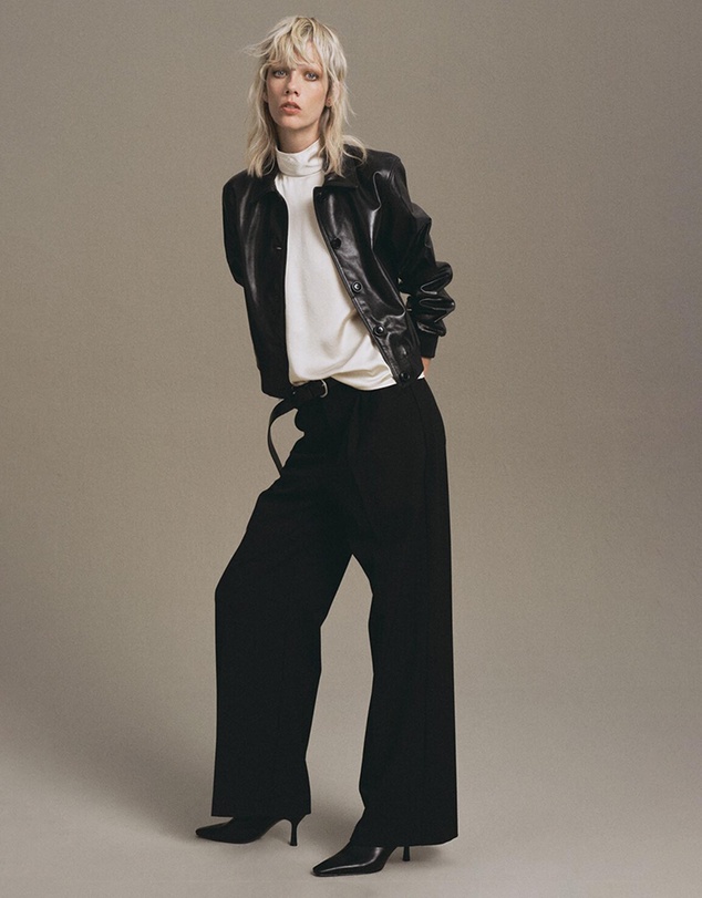 M.N.G - High Collar Satin Blouse