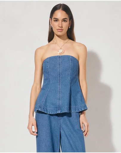 MON RENN - Indigo Denim Top
