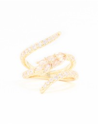 Lovisa - Gold Plated Cubic Zirconia Open Wrap Ring