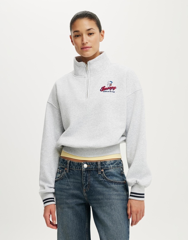 Cotton On - Quarter Zip License Graphic Sweatshirt