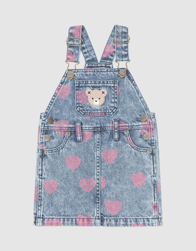 Huxbaby - Dreamy Denim Hearts Pinafore Dress - Babies-Kids
