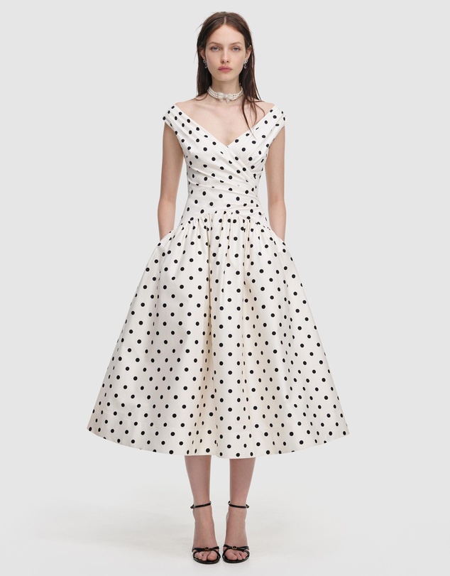 Self Portrait - Polka Dot Cotton Midi Dress