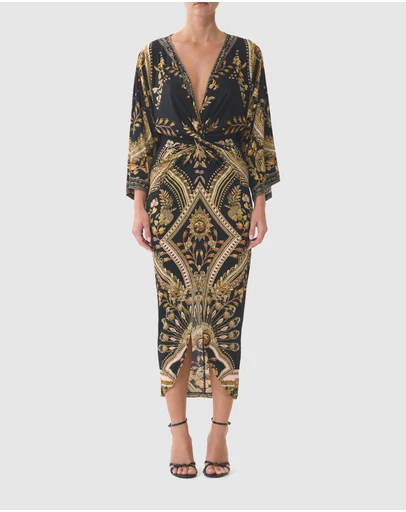 Camilla - Long Split Front Twist Dress