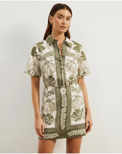 Atmos&Here - Remi Linen Blend Mini Shirt Dress