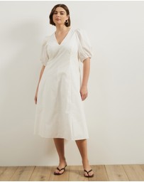 Atmos&Here Curvy - Ally Cotton Puff Sleeve Midi Dress