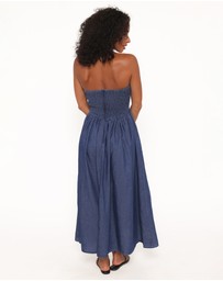 Petal & Pup - Milford Halterneck Midi Dress - Dark Denim
