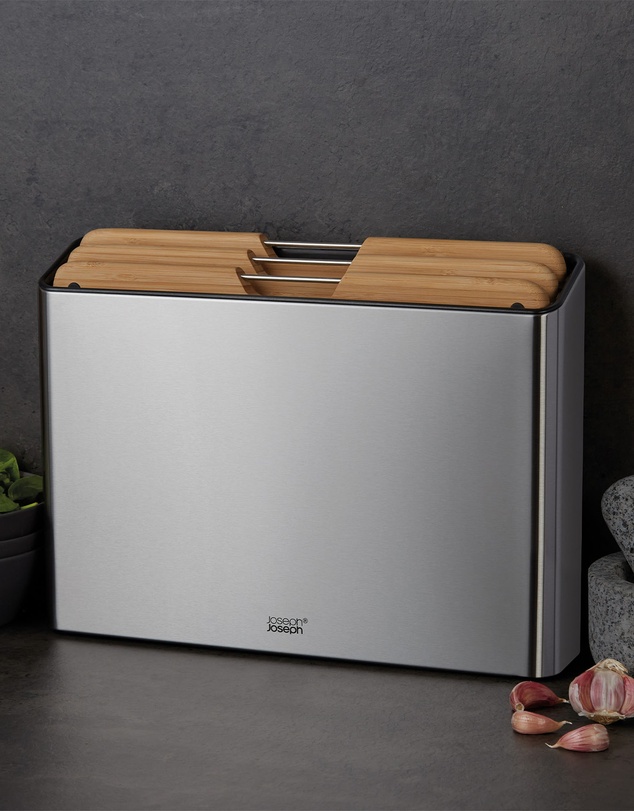 Joseph Joseph - Folio™ Steel Bamboo 3-piece Chopping Board Set with Stainless Steel Storage Case