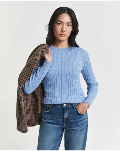 Gant - Stretch Cotton Cable Crew Neck Knit