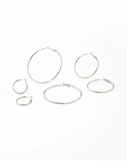 Lovisa - Waterproof Stainless Steel Thin Hoop Earrings 3-Pack