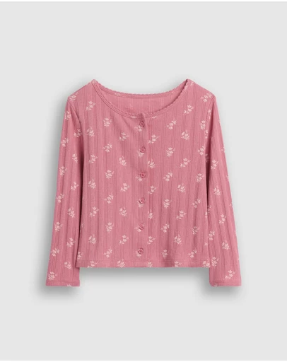 GAP - Aug LS Pointelle Cardigan Top - Babies-Kids