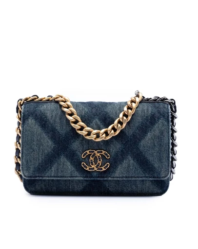 Pre-Loved by Azura Reborn - Pre-Loved Denim 19 Flap Wallet On Chain