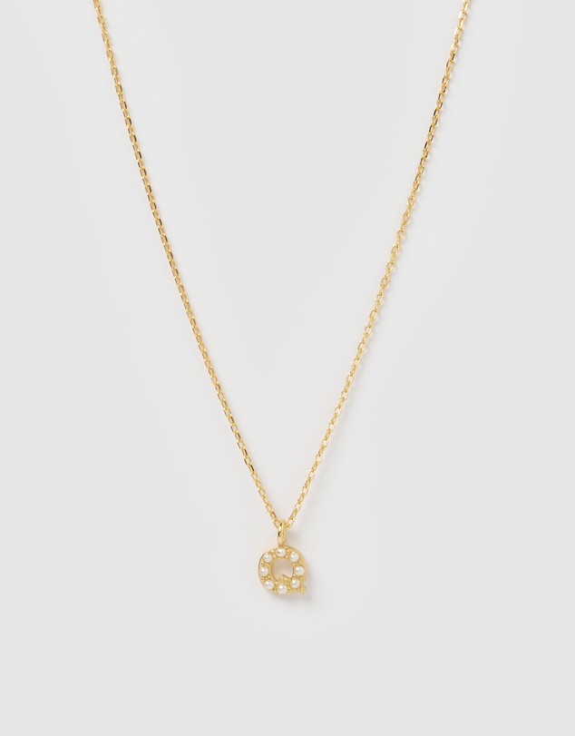 Izoa - Pearl Letter Q Necklace Gold