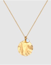 Elli Jewelry - Necklace Coin Organic Design Moonstone Gemstone in 925 Sterling Silver