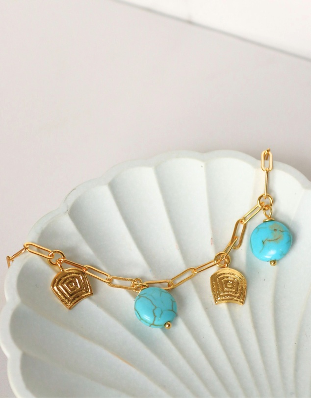 Ottoman Hands - Amore Turquoise Charm Chain Bracelet