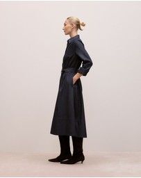Trenery - Denim Pleat Detail Shirt Dress in Dark Indigo