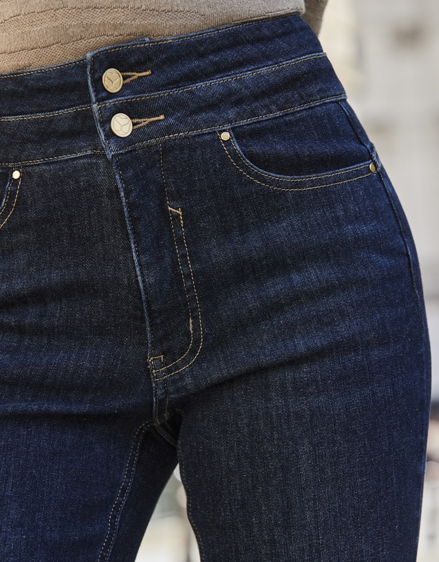 Sosandar - Blue Black Contour Waist Slim Leg Jeans
